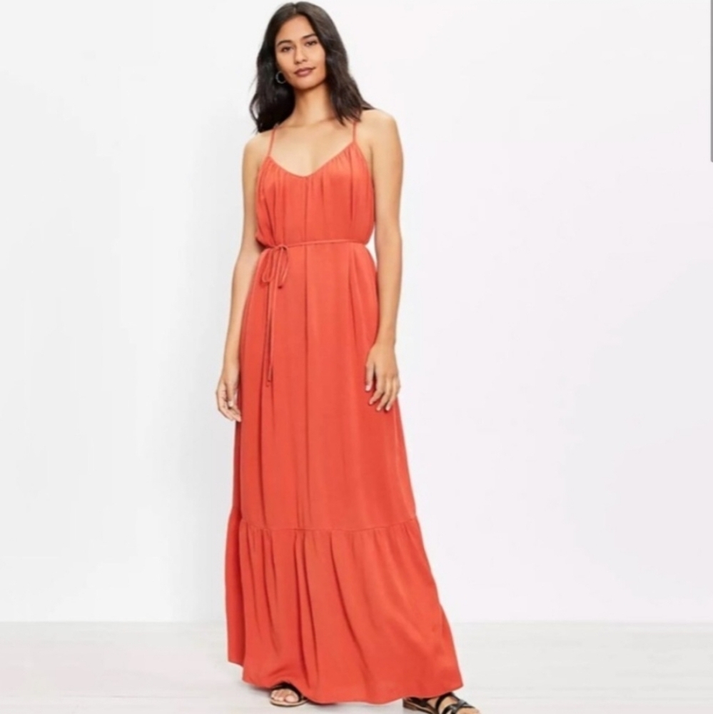 LOFT Terracotta Sleeveless Maxi-Dress